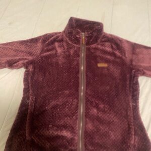 Columbia Suede Furry Burgundy Full-Zip Jacket XL